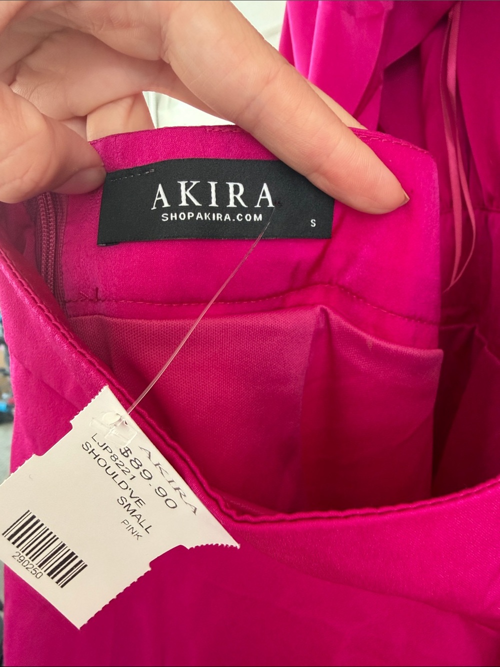 NWT AKIRA Hot Pink Satin Jumpsuit with Lace-Up Back Glam Wide Leg Statement - Picture 13 of 16